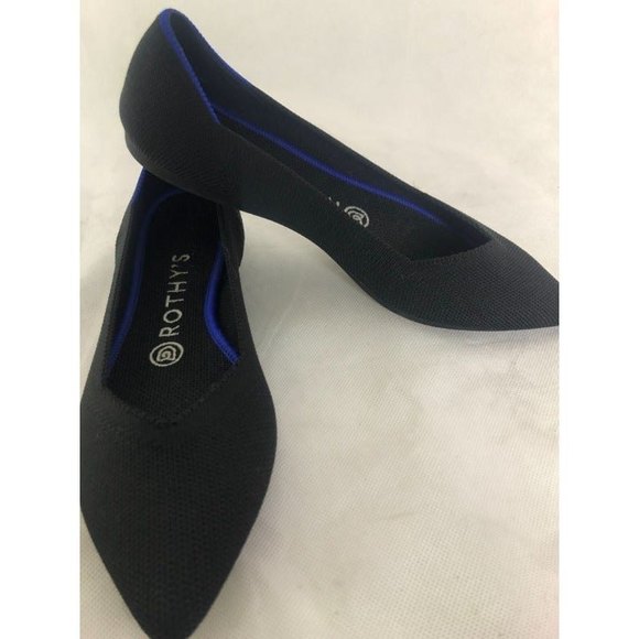 NWOT Rothy’s The Point Pointed Toe Flats Black Blue Halo Retired Women’s Size  7 - Picture 7 of 9